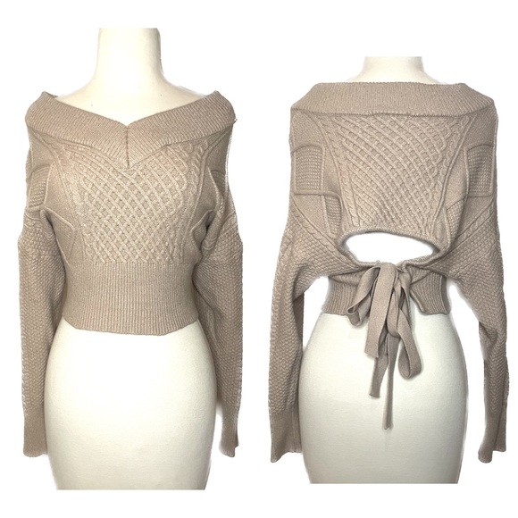 Fashion Nova Sweaters - Fashion nova cable knit cream cropped sweater women’s size small